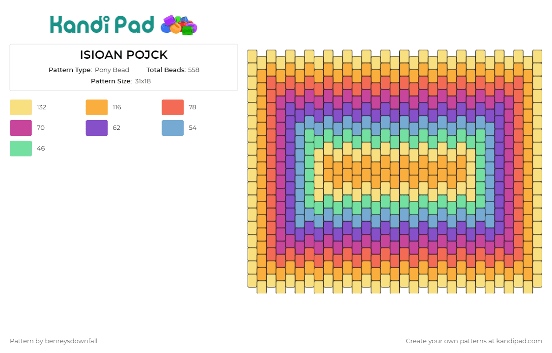 ISIOAN POJCK - Pony Bead Pattern by benreysdownfall on Kandi Pad - colorful,geometric,panel