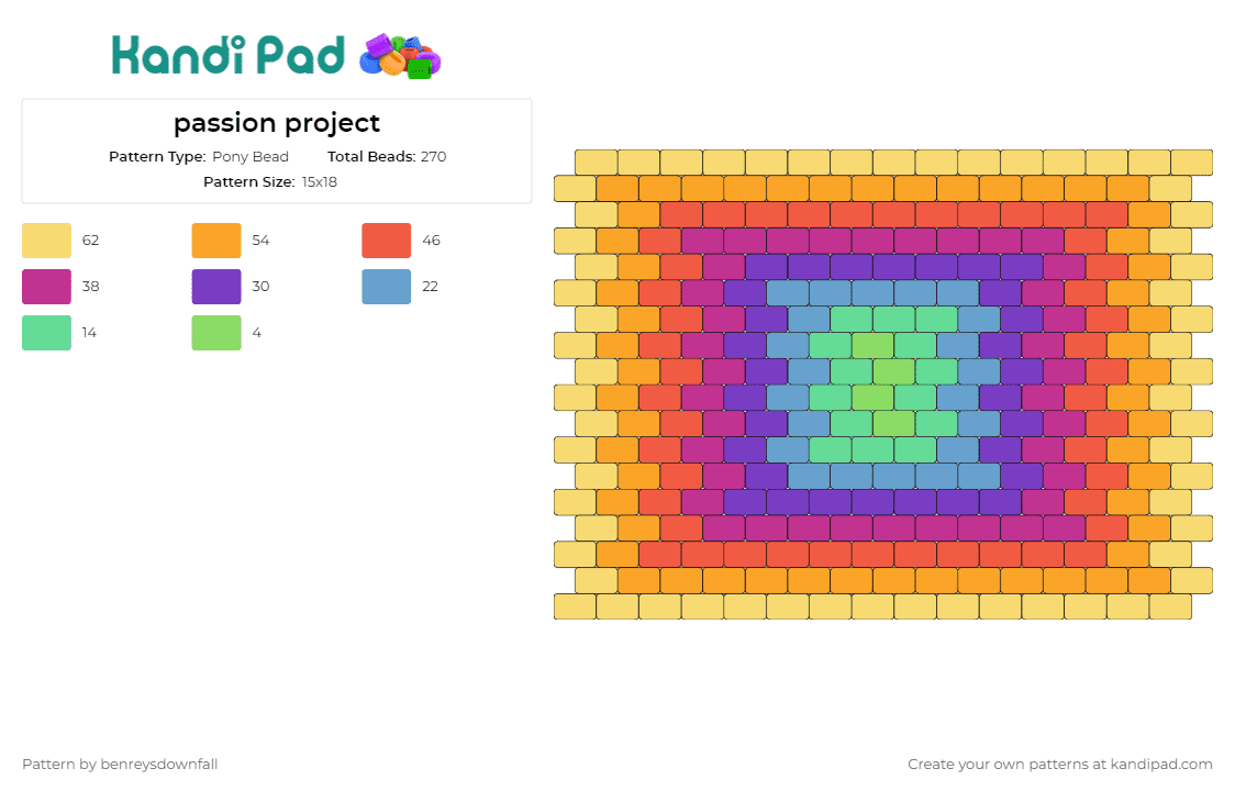 passion project - Pony Bead Pattern by benreysdownfall on Kandi Pad - colorful,panel,spiral