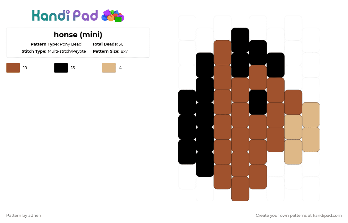 honse (mini) - Pony Bead Pattern by adrien on Kandi Pad - red,honse,mini