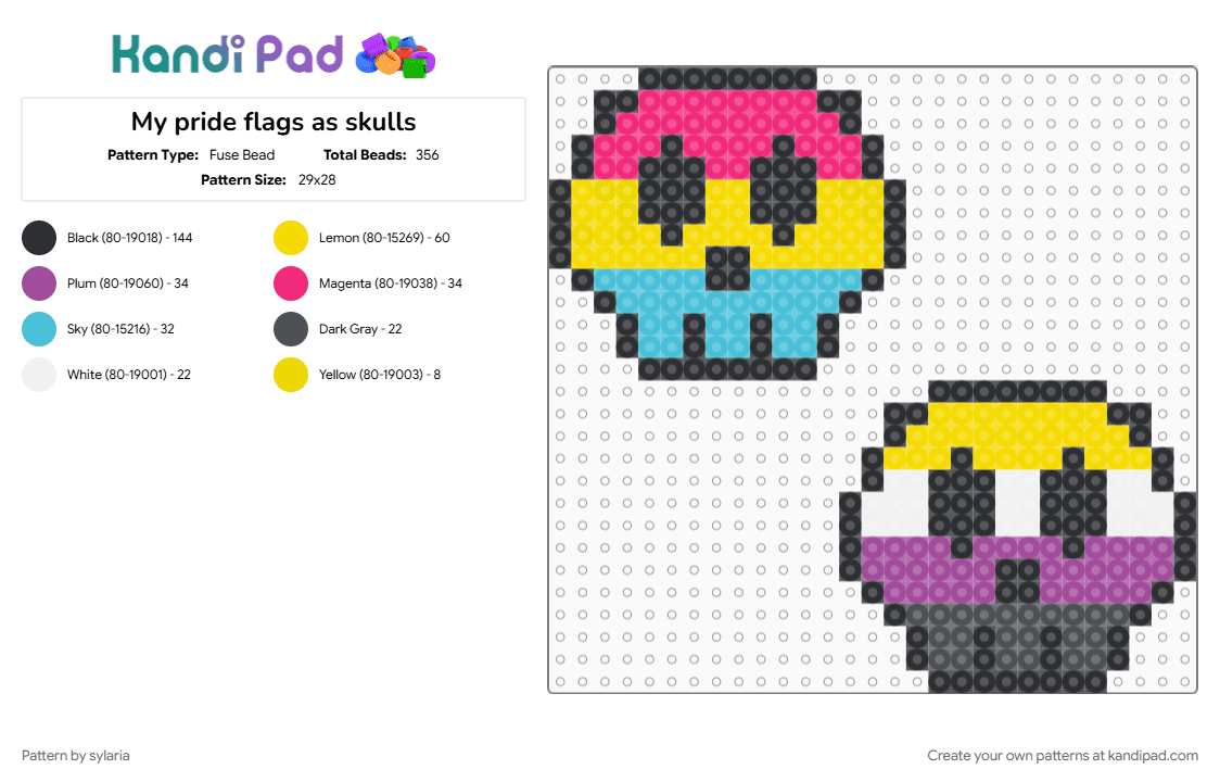 My pride flags as skulls - Fuse Bead Pattern by sylaria on Kandi Pad - 