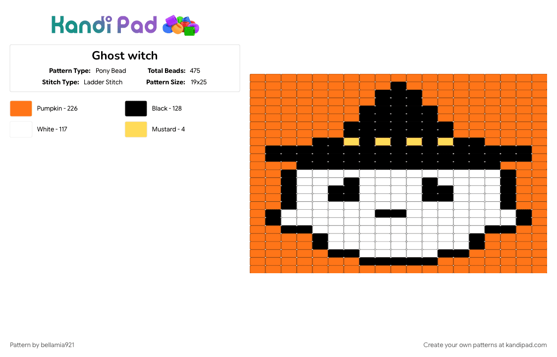 Ghost witch - Pony Bead Pattern by bellamia921 on Kandi Pad - orange