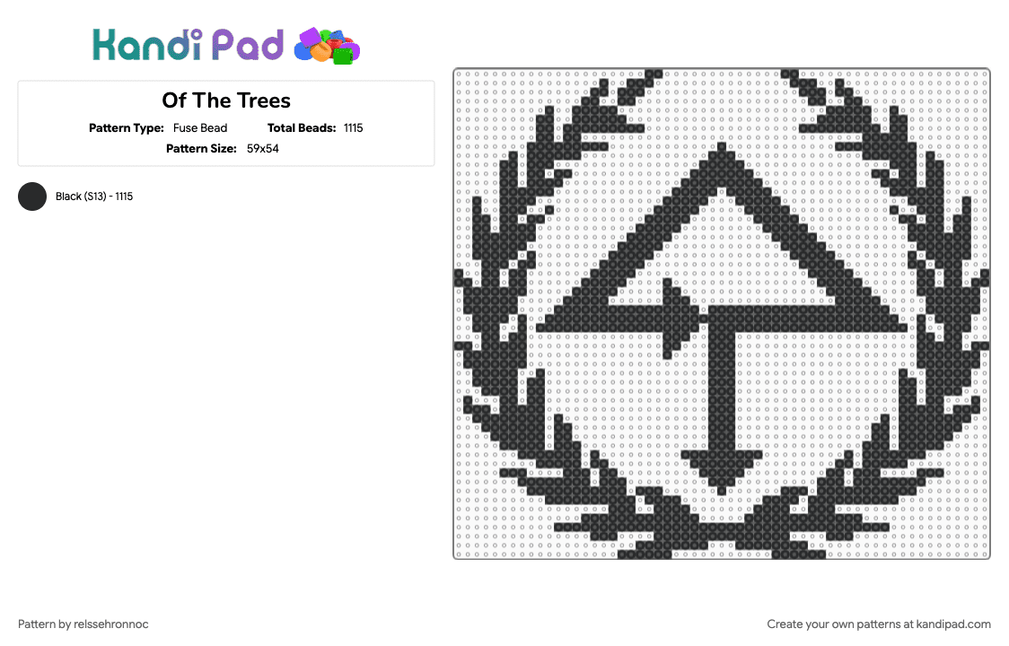Of The Trees - Fuse Bead Pattern by relssehronnoc on Kandi Pad - black, dj, edm, festival, logo, of the trees, rave