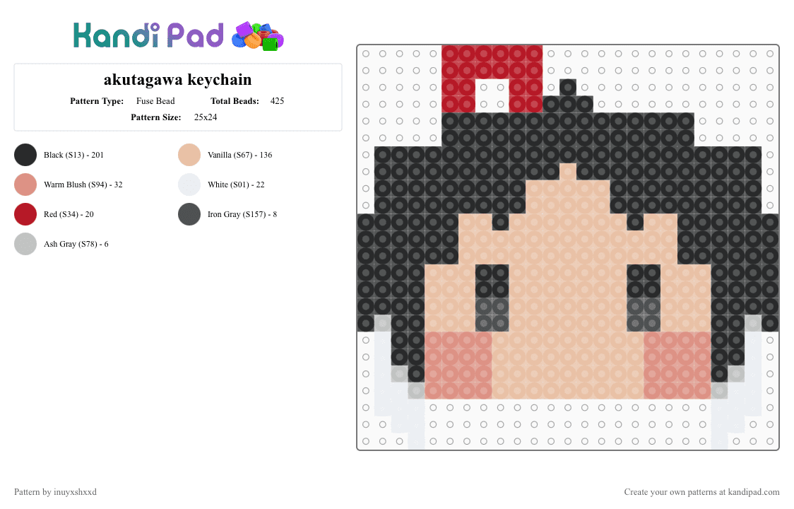akutagawa keychain - Fuse Bead Pattern by inuyxshxxd on Kandi Pad - beige,bungo stray dogs,bsd,akutagawa,ryuunosuke,keychain,chibi