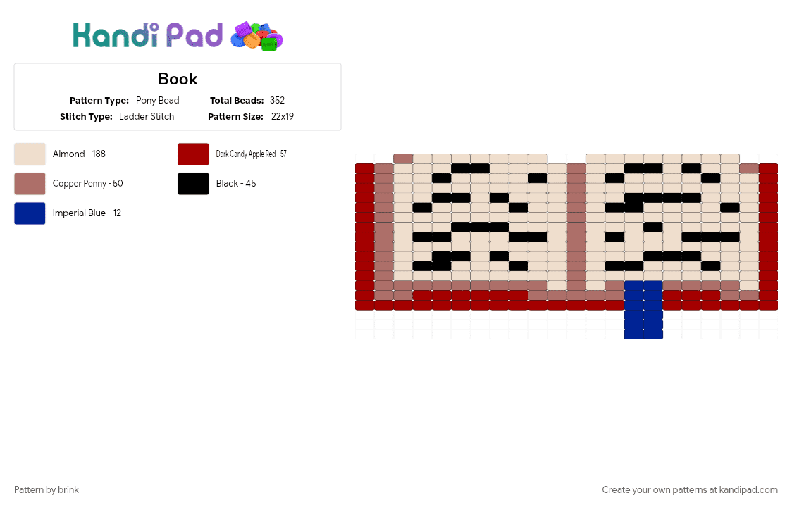 Book - Pony Bead Pattern by brink on Kandi Pad - beige, book