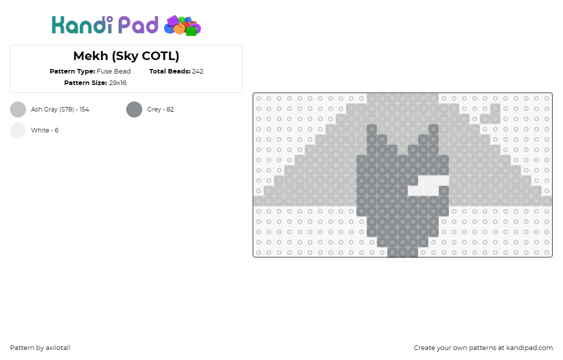 Mekh (Sky COTL) - Fuse Bead Pattern by axilotall on Kandi Pad - mekh,sky cotl,children of the light,elder,grayscale