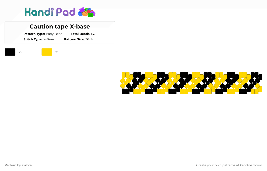 Caution tape X-base - Pony Bead Pattern by axilotall on Kandi Pad - black,yellow