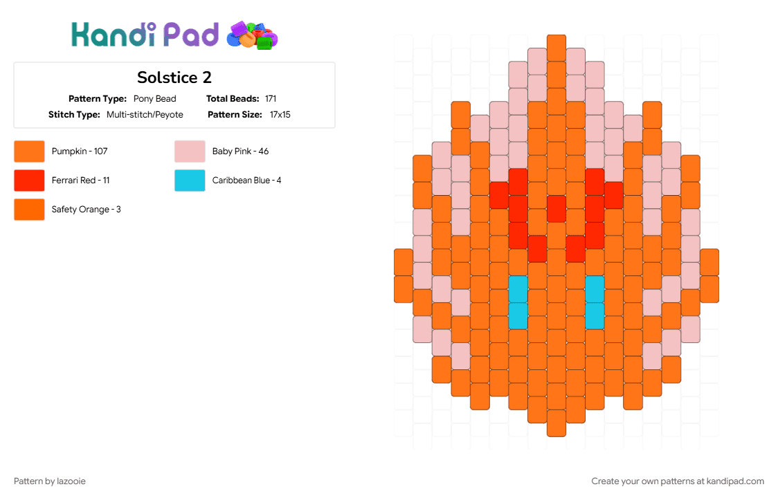 Solstice 2 - Pony Bead Pattern by lazooie on Kandi Pad - beige, orange