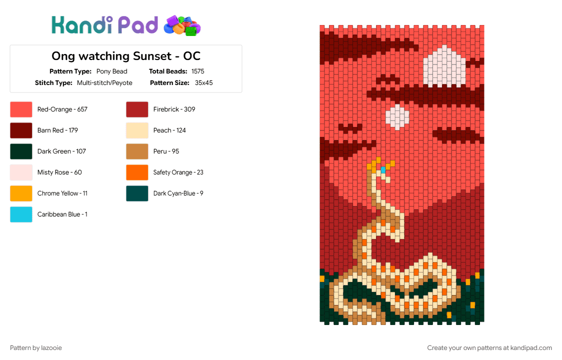 Ong watching Sunset - OC - Pony Bead Pattern by lazooie on Kandi Pad - red