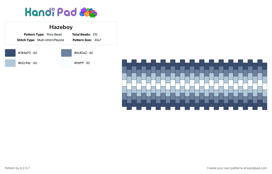 Hazeboy - Pony Bead Pattern by 6-2-5-7 on Kandi Pad - blue, gray, light blue