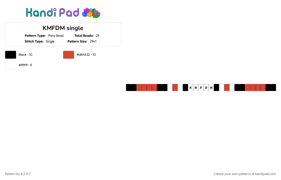 KMFDM single - Pony Bead Pattern by 6-2-5-7 on Kandi Pad - 