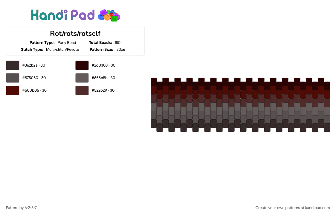 Rot/rots/rotself - Pony Bead Pattern by 6-2-5-7 on Kandi Pad - 