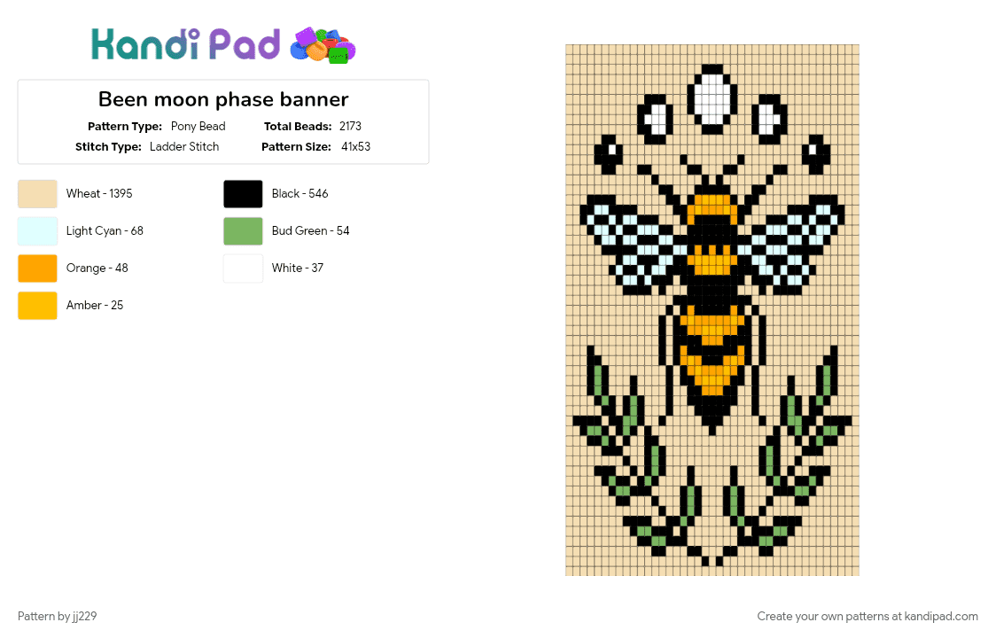 Been moon phase banner - Pony Bead Pattern by jj229 on Kandi Pad - beige