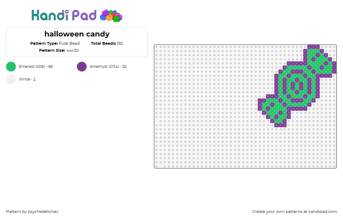 halloween candy perler - Fuse Bead Pattern by psychedelichex on Kandi Pad - candy,sweet,treat,dessert,halloween,green,purple