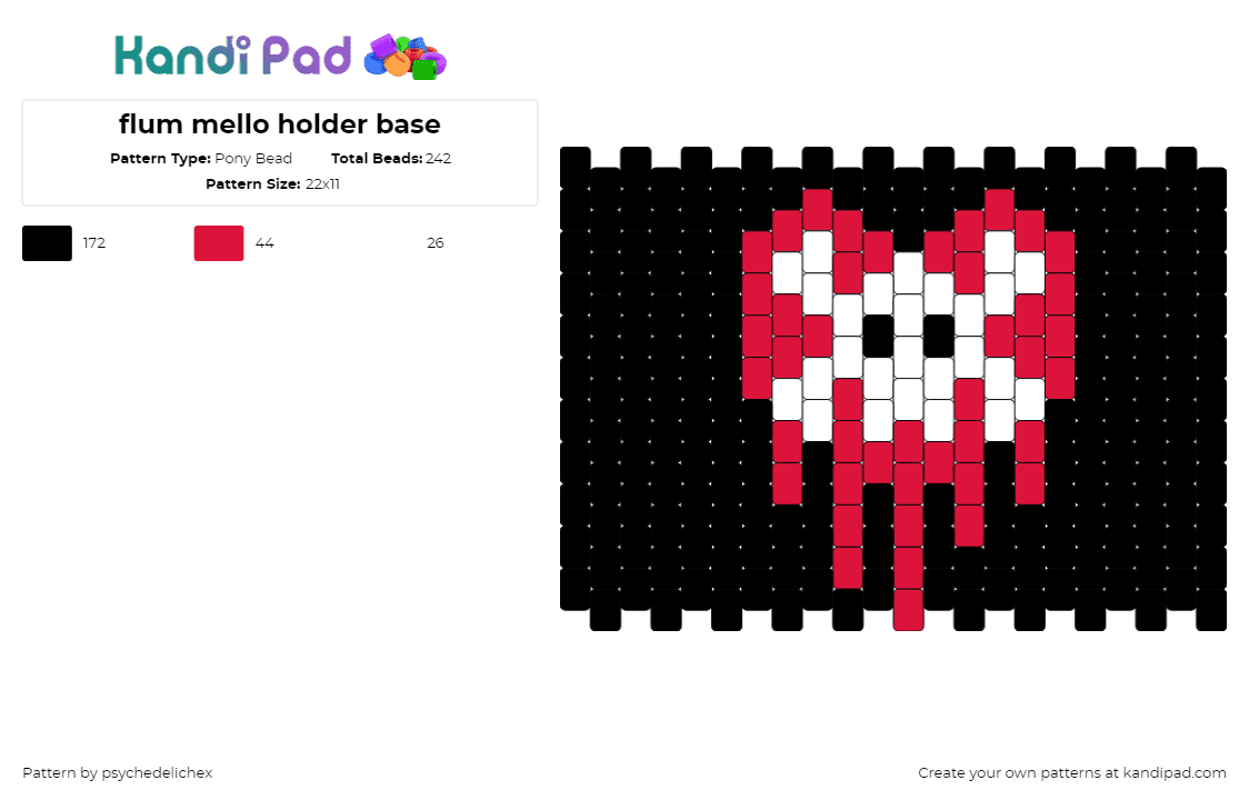 flum mello holder base - Pony Bead Pattern by psychedelichex on Kandi Pad - skull,heart,vape,melting,crossbones,spooky,panel,white,red,black