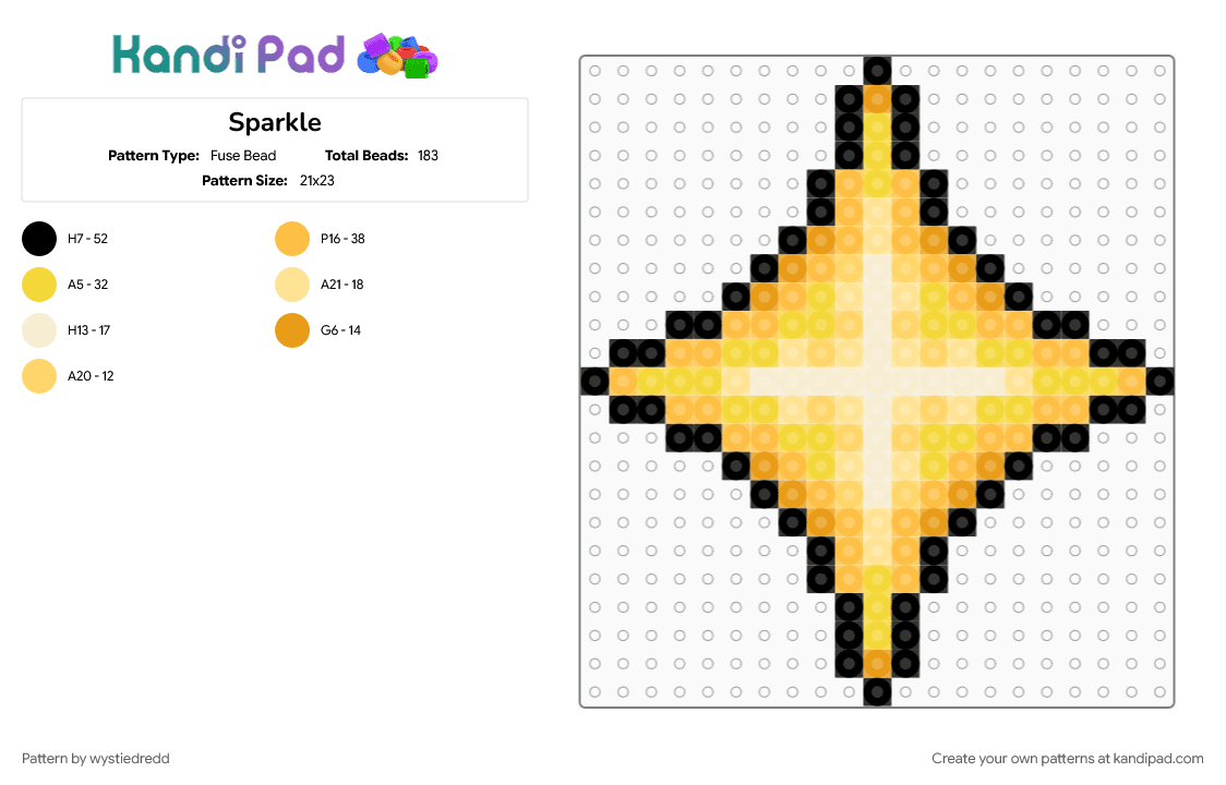 Sparkle - Fuse Bead Pattern by wystiedredd on Kandi Pad - orange, yellow