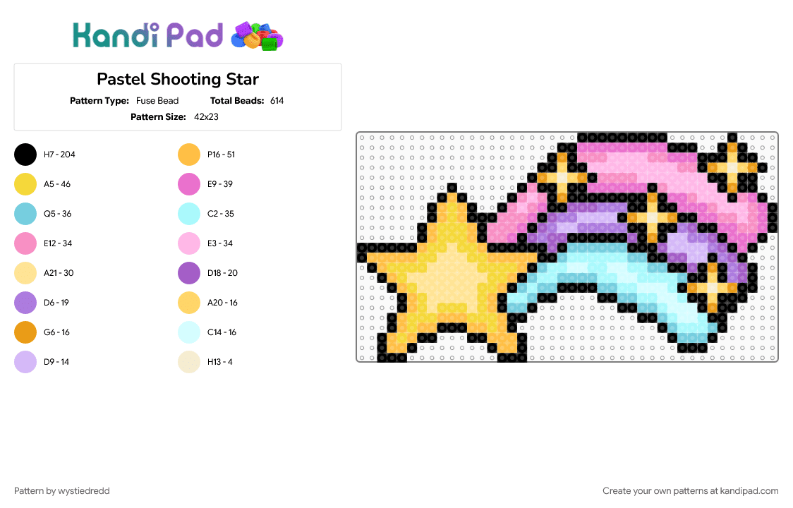 Pastel Shooting Star - Fuse Bead Pattern by wystiedredd on Kandi Pad - pink