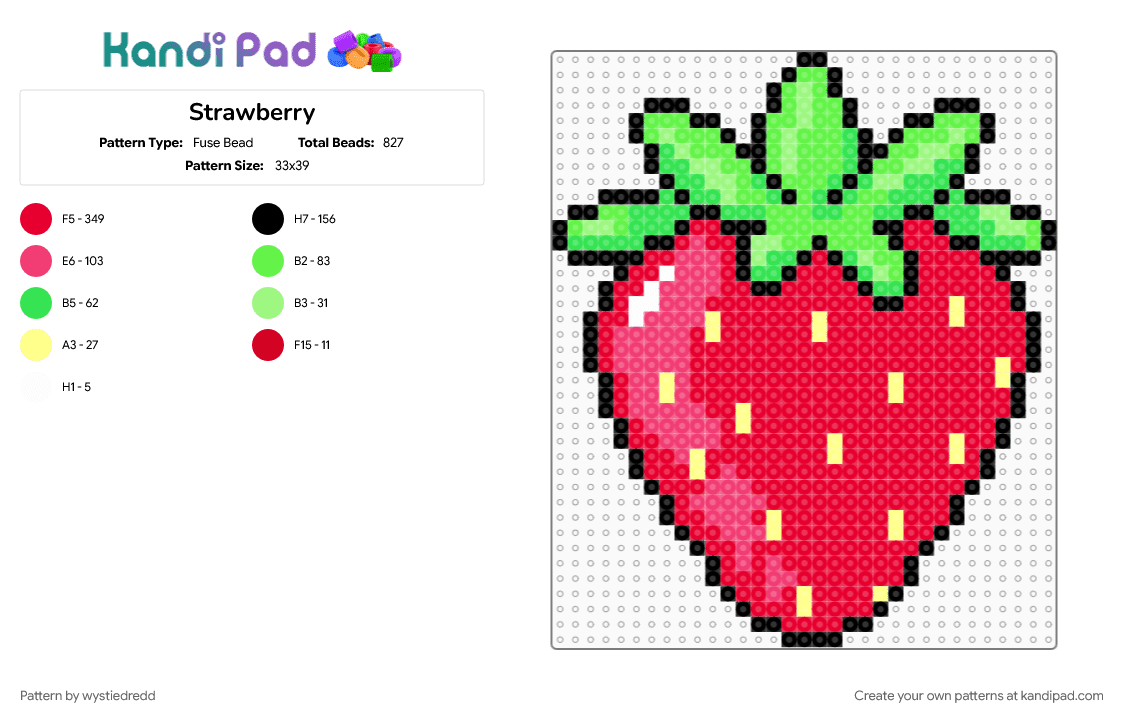 Strawberry - Fuse Bead Pattern by wystiedredd on Kandi Pad - red