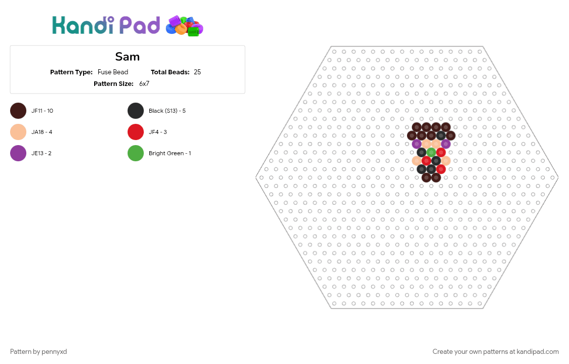 Sam - Fuse Bead Pattern by pennyxd on Kandi Pad - beige, brown