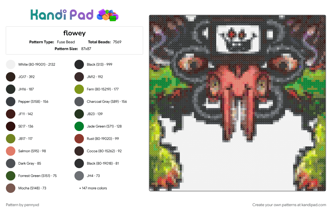 flowey - Fuse Bead Pattern by pennyxd on Kandi Pad - flowery, undertale