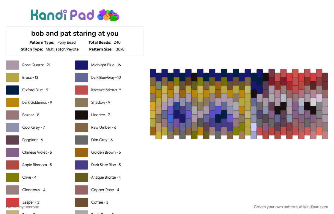 bob and pat staring at you - Pony Bead Pattern by pennyxd on Kandi Pad - 