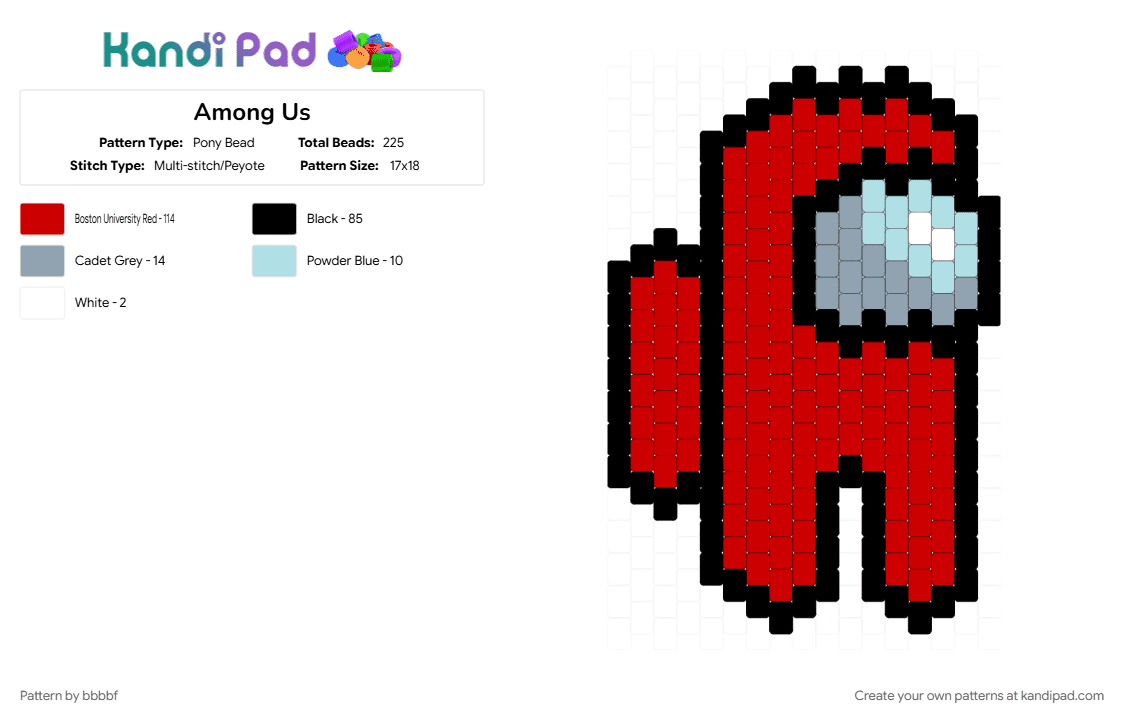 Among Us - Pony Bead Pattern by bbbbf on Kandi Pad - red