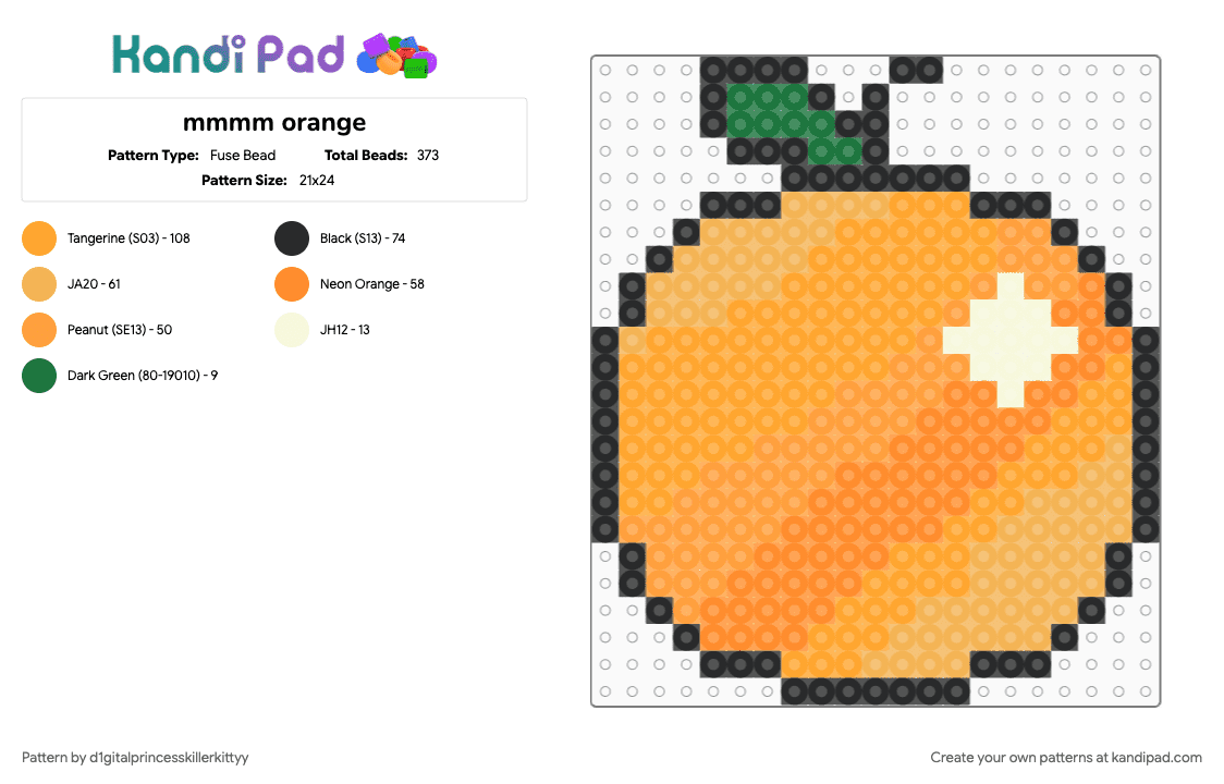 mmmm orange - Fuse Bead Pattern by d1gitalprincesskillerkittyy on Kandi Pad - cotdpicnic, orange, oranges