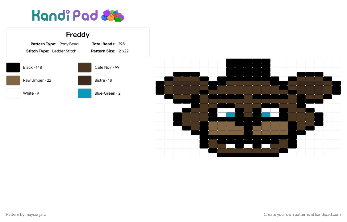 Freddy - Pony Bead Pattern by maysonjarz on Kandi Pad - black, brown, fnaf, freddy fazbear