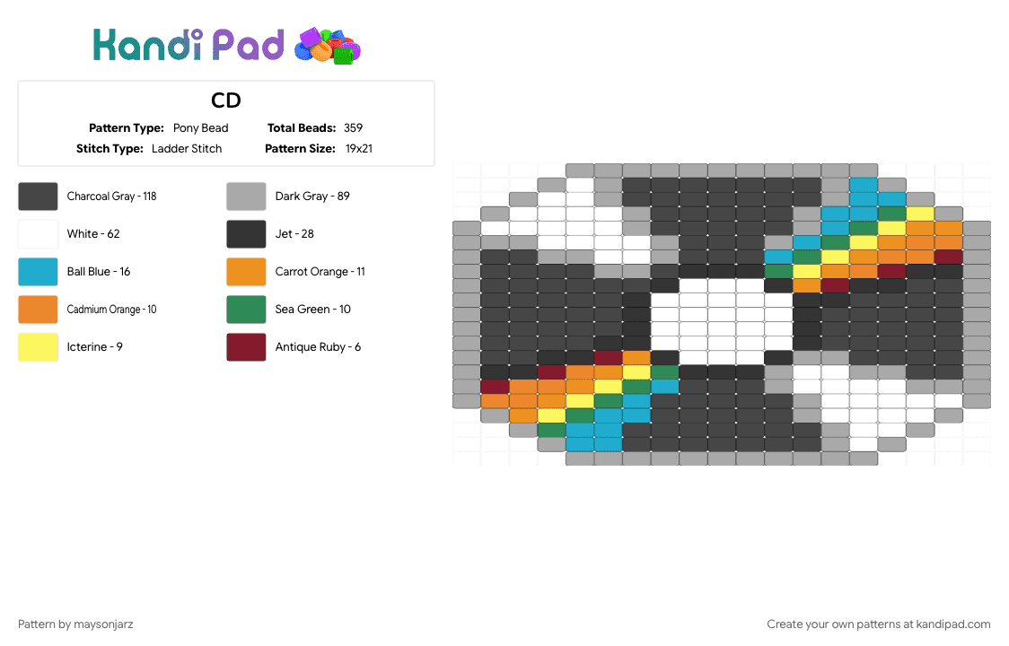 CD - Pony Bead Pattern by maysonjarz on Kandi Pad - beige, brown, cd, rainbow