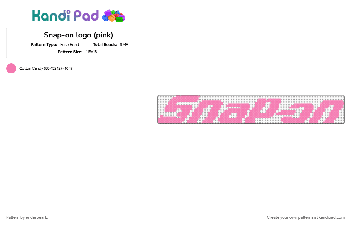 Snap-on logo (pink) - Fuse Bead Pattern by enderpearlz on Kandi Pad - carlovers, ilikepink, logo, pink, snapon, tools