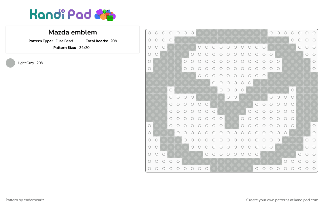 Mazda emblem - Fuse Bead Pattern by enderpearlz on Kandi Pad - beige, carlovers, cars, emblem, logo, mazda