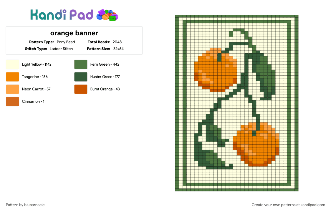 orange banner - Pony Bead Pattern by blubarnacle on Kandi Pad - cotdfarmersmarket, green, orange, white