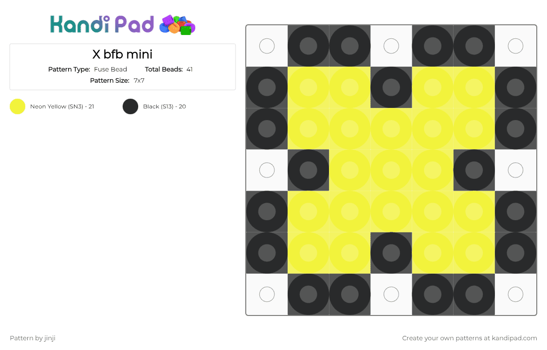 X bfb mini - Fuse Bead Pattern by jinji on Kandi Pad - black, yellow