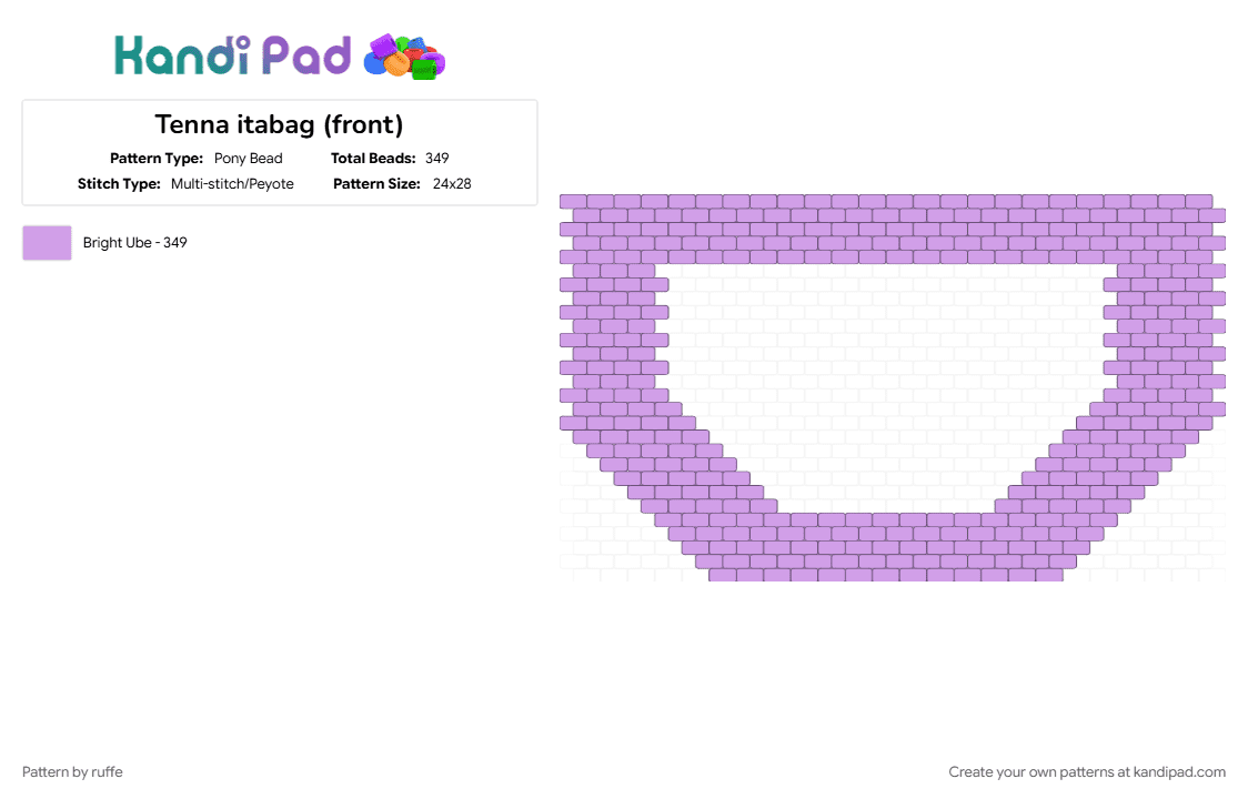 Tenna itabag (front) - Pony Bead Pattern by ruffe on Kandi Pad - pink