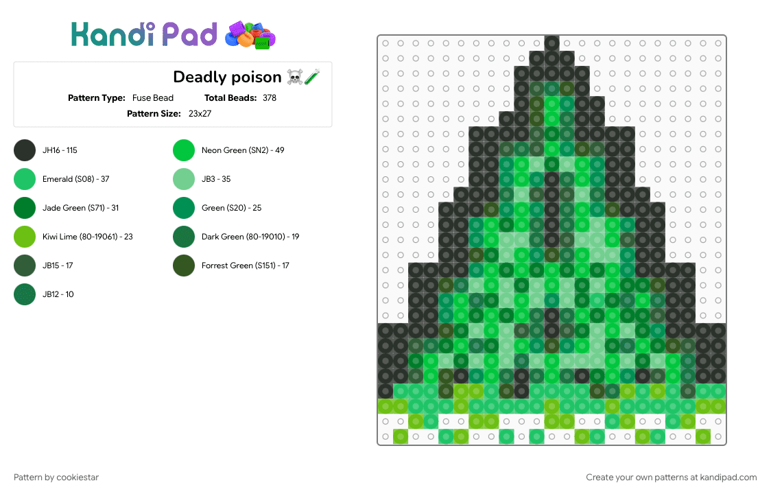 Deadly poison ☠️🧪 - Fuse Bead Pattern by cookiestar on Kandi Pad - green