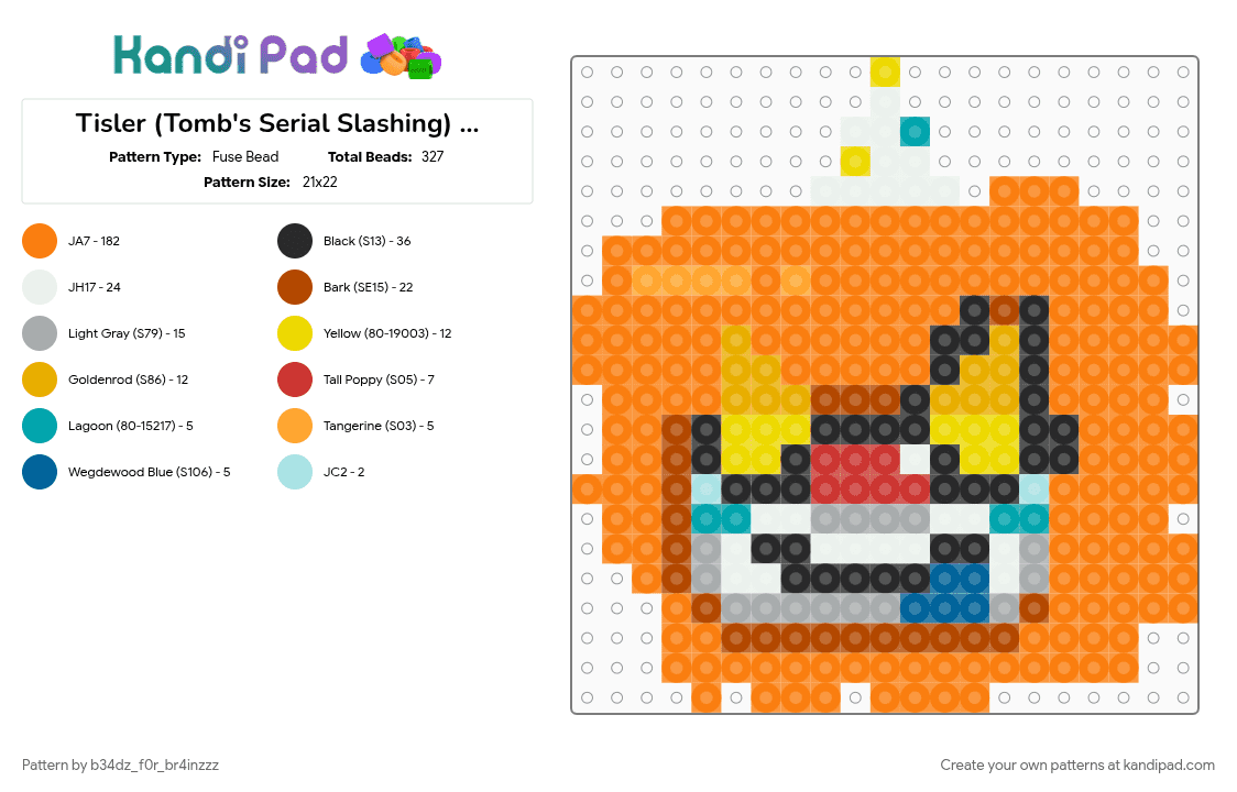 Tisler (Tomb\'s Serial Slashing) Perler - Fuse Bead Pattern by b34dz_f0r_br4inzzz on Kandi Pad - 
