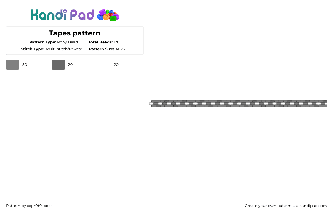 Tapes pattern - Pony Bead Pattern by xxpr0t0_xdxx on Kandi Pad - gray,dandy