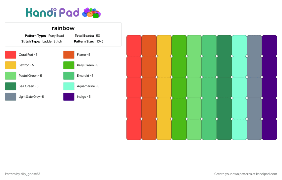 rainbow - Pony Bead Pattern by silly_goose57 on Kandi Pad - 