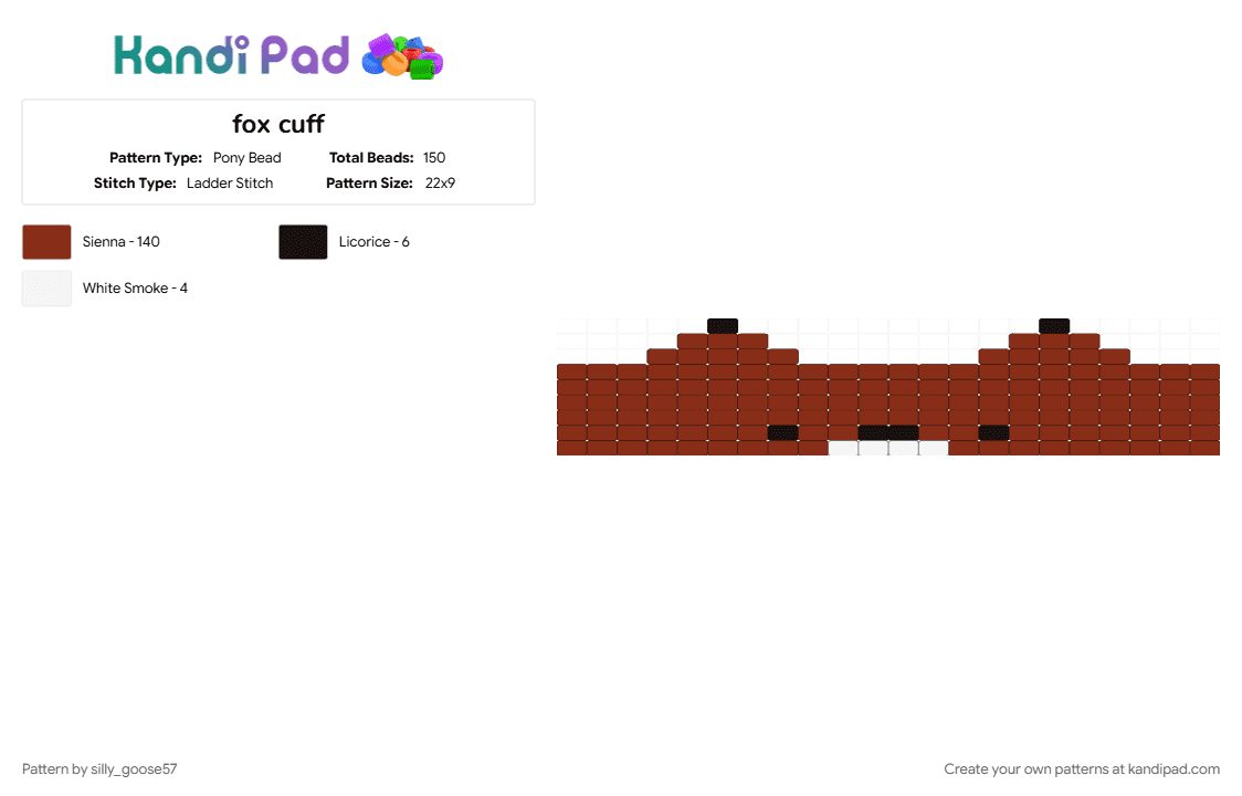 fox cuff - Pony Bead Pattern by silly_goose57 on Kandi Pad - 