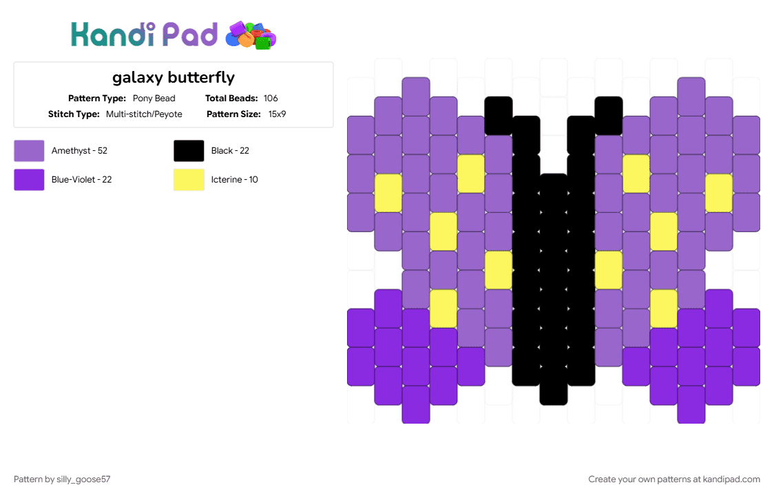 galaxy butterfly - Pony Bead Pattern by silly_goose57 on Kandi Pad - purple