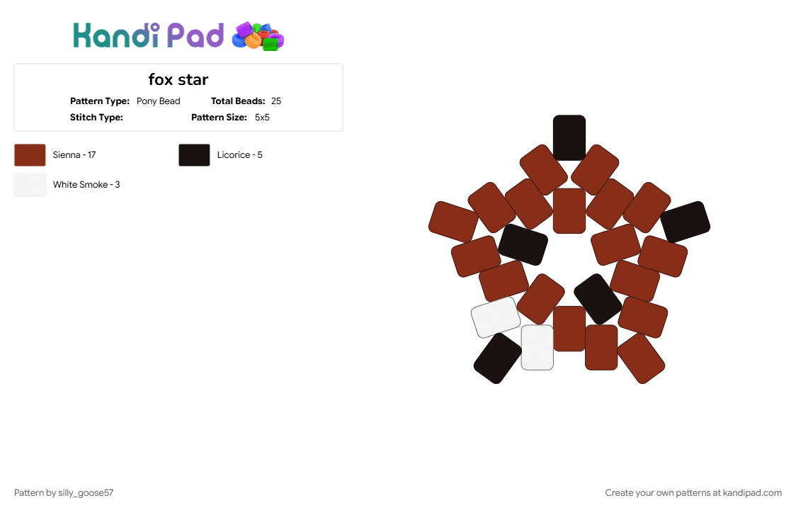 fox star - Pony Bead Pattern by silly_goose57 on Kandi Pad - 
