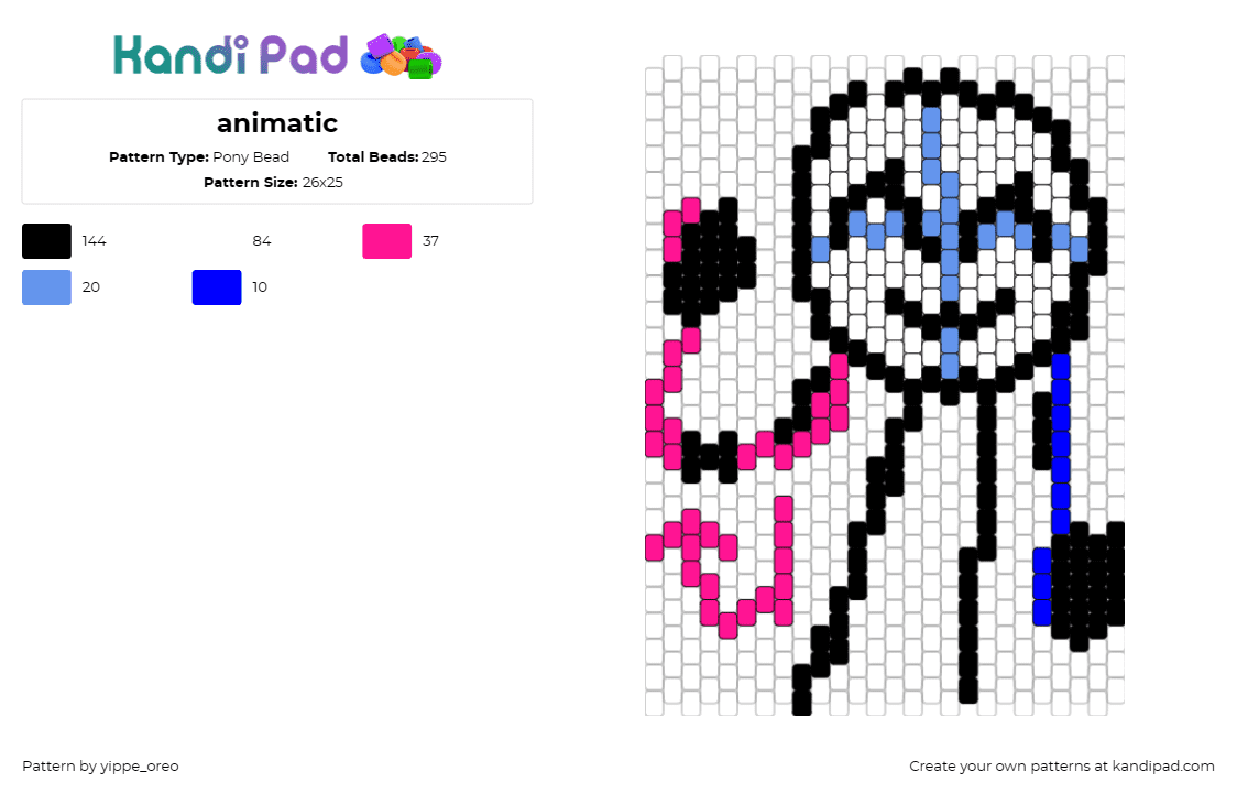 animatic - Pony Bead Pattern by yippe_oreo on Kandi Pad - animatic battle,youtube,character,simple,black,pink