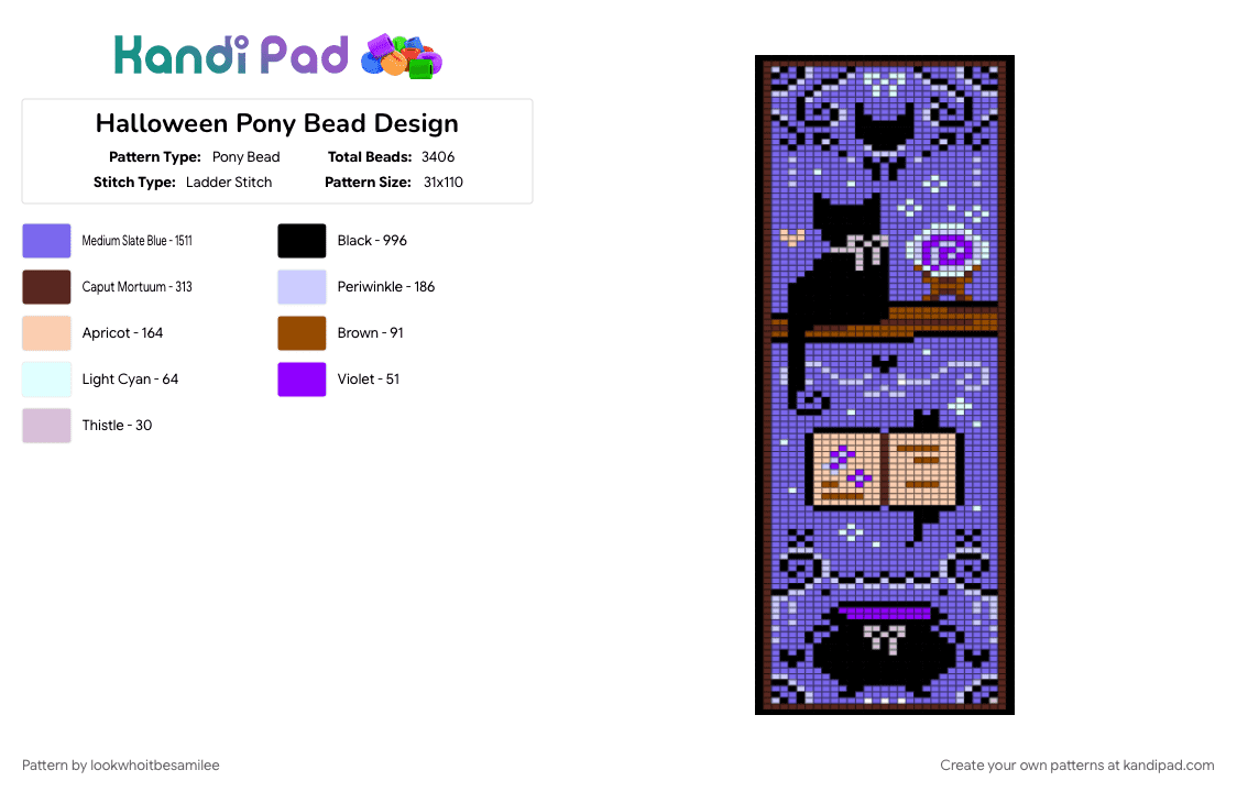 Halloween Pony Bead Design - Pony Bead Pattern by lookwhoitbesamilee on Kandi Pad - blue