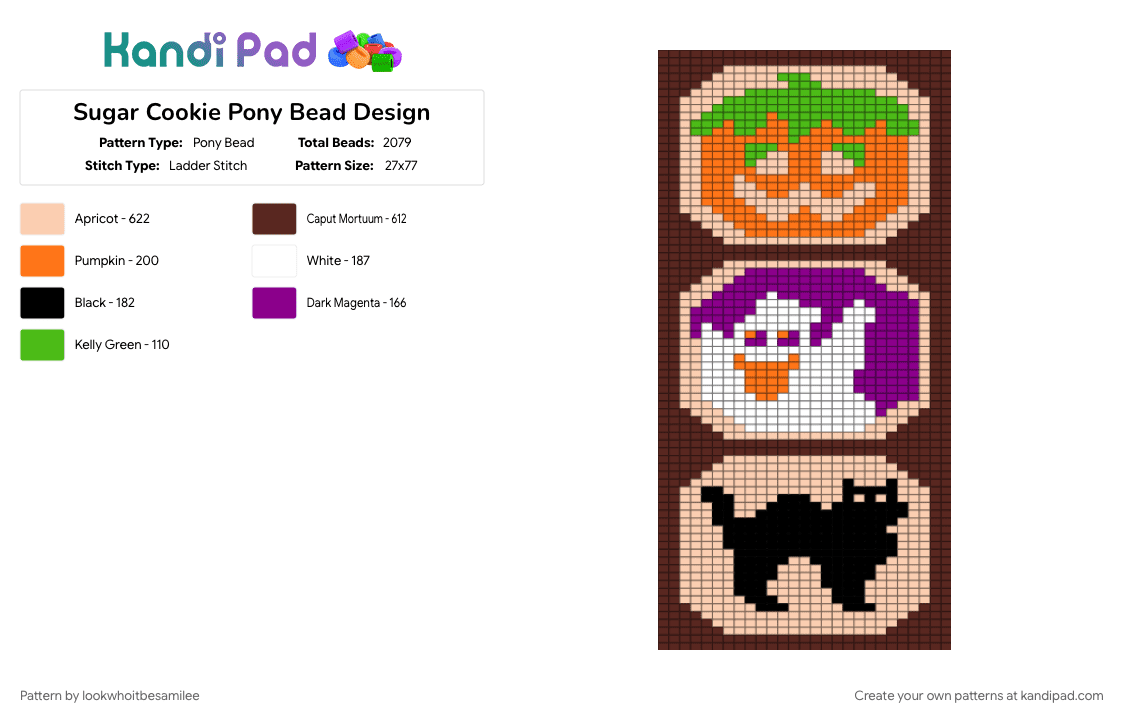 Sugar Cookie Pony Bead Design - Pony Bead Pattern by lookwhoitbesamilee on Kandi Pad - beige, brown, cookie