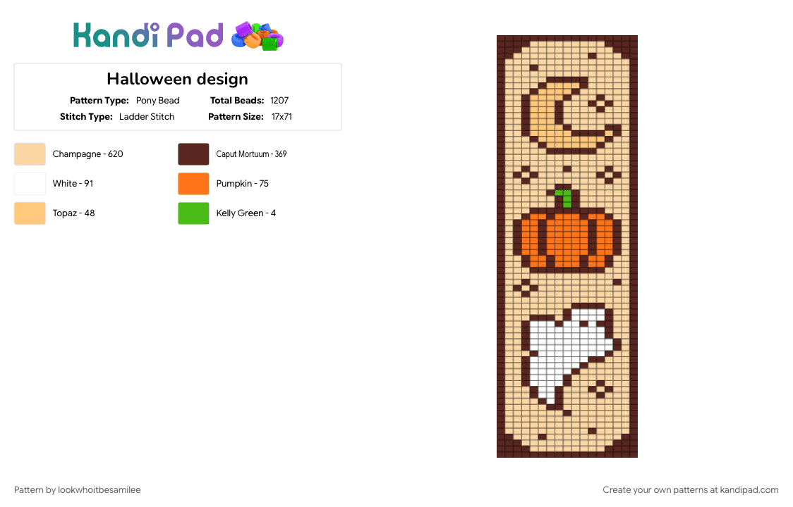 Halloween design - Pony Bead Pattern by lookwhoitbesamilee on Kandi Pad - beige, brown