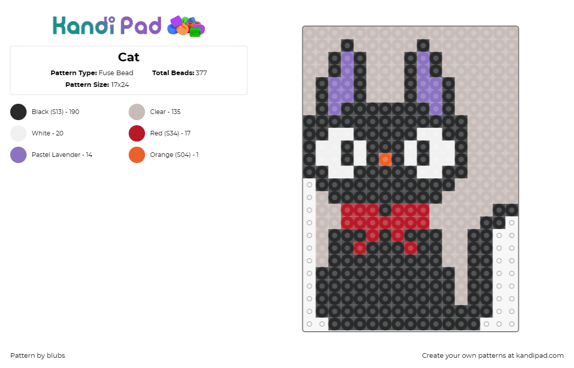 Cat - Fuse Bead Pattern by blubs on Kandi Pad - jiji,cat,kikis delivery service,animal,ghibli,anime,movie,black