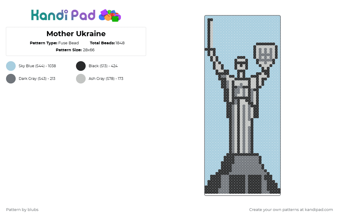 Mother Ukraine - Fuse Bead Pattern by blubs on Kandi Pad - light blue