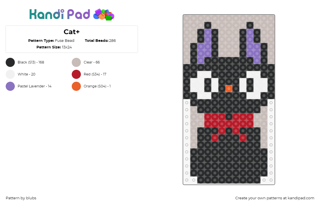 Cat+ - Fuse Bead Pattern by blubs on Kandi Pad - jiji,cat,kikis delivery service,animal,ghibli,anime,movie,black