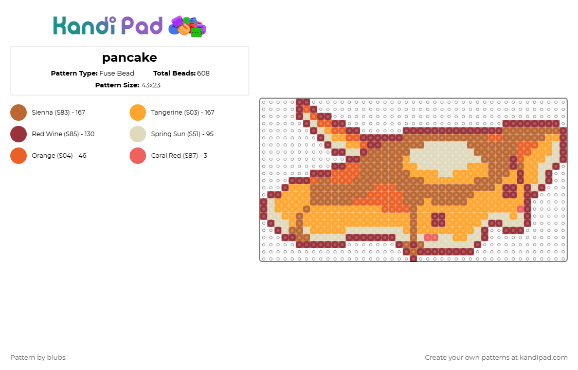 pancake - Fuse Bead Pattern by blubs on Kandi Pad - tan,orange