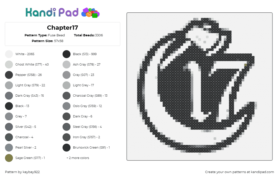 Chapter17 - Fuse Bead Pattern by kaybay922 on Kandi Pad - chapter 17,logo,records,music,black,white