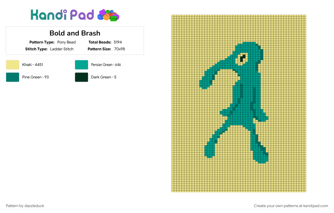 Bold and Brash - Pony Bead Pattern by dazzleduck on Kandi Pad - yellow